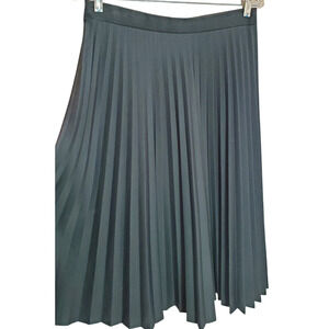 Black Pleated Vintage Elastic Waist Skirt Size 16